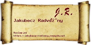 Jakubecz Radvány névjegykártya